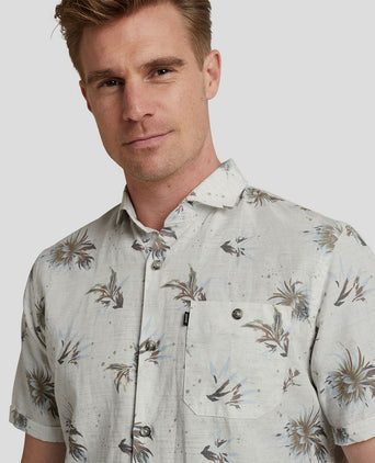 Short sleeves overhemd bloemen ecru