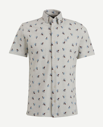 Short sleeves overhemd print grijs
