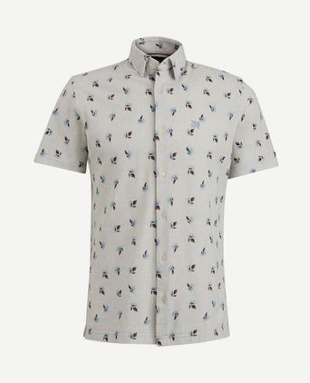 Short sleeves overhemd print grijs