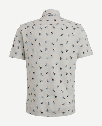 Short sleeves overhemd print grijs