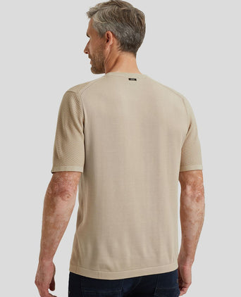 Vanguard t-shirt structuur beige | Regular-fit