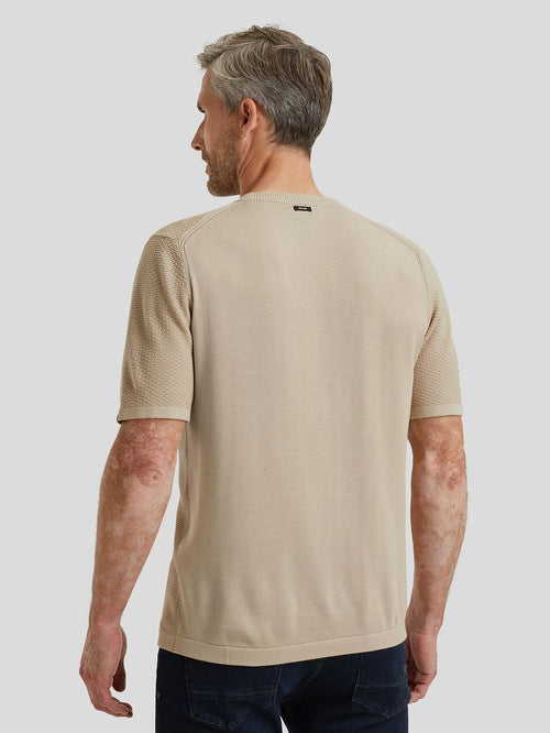 Vanguard t-shirt structuur beige | Regular-fit