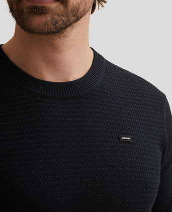 Knitted t-shirt donkerblauw