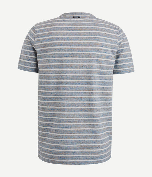 Vanguard t-shirt strepen grijs blauw | Regular-fit