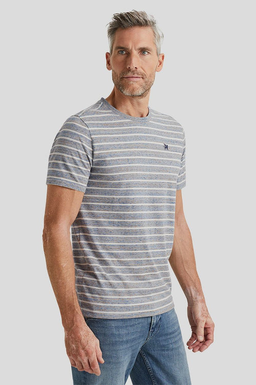 Vanguard t-shirt strepen grijs blauw | Regular-fit