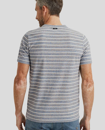 Vanguard t-shirt strepen grijs blauw | Regular-fit