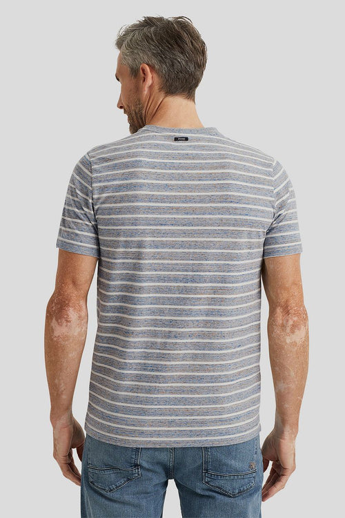 Vanguard t-shirt strepen grijs blauw | Regular-fit