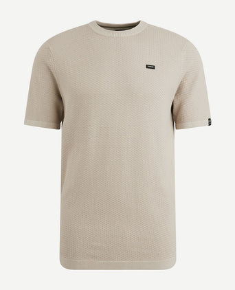 Vanguard t-shirt structuur beige | Regular-fit