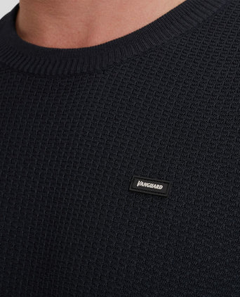 Vanguard t-shirt structuur donkerblauw | Regular-fit