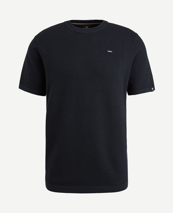 T-shirt structuur donkerblauw