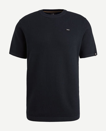 T-shirt structuur donkerblauw