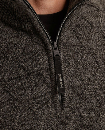Vanguard trui halve rits wol blend bruin | Regular-fit