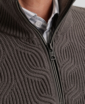 Vanguard trui halve rits structuur taupe | Regular-fit