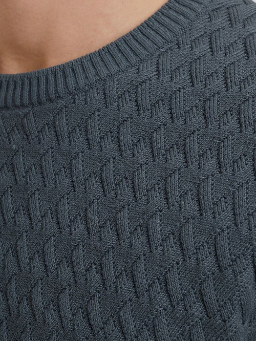 Vanguard trui knitted structure blauw | Regular-fit