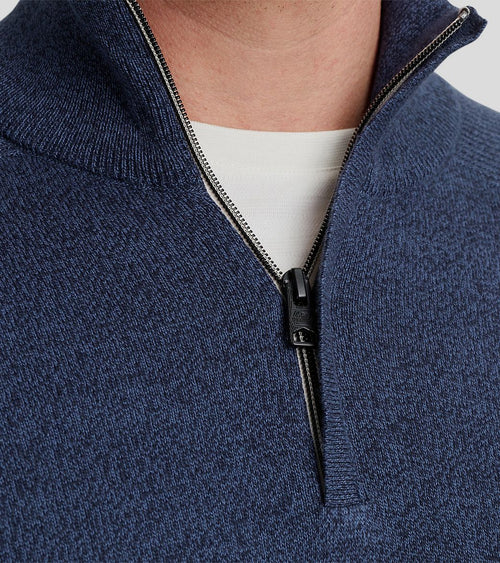 Trui halve rits melange donkerblauw