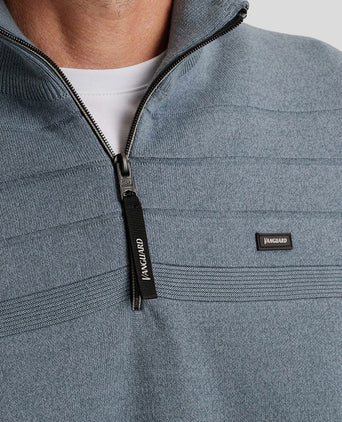 Vanguard trui halve rits structuur lichtblauw | Regular-fit
