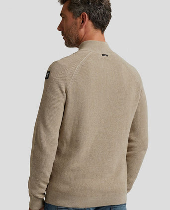 Trui halve rits beige