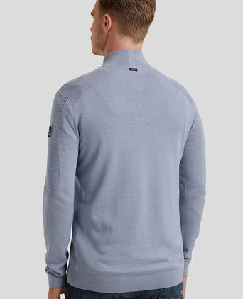 Trui halve rits structuur blauw