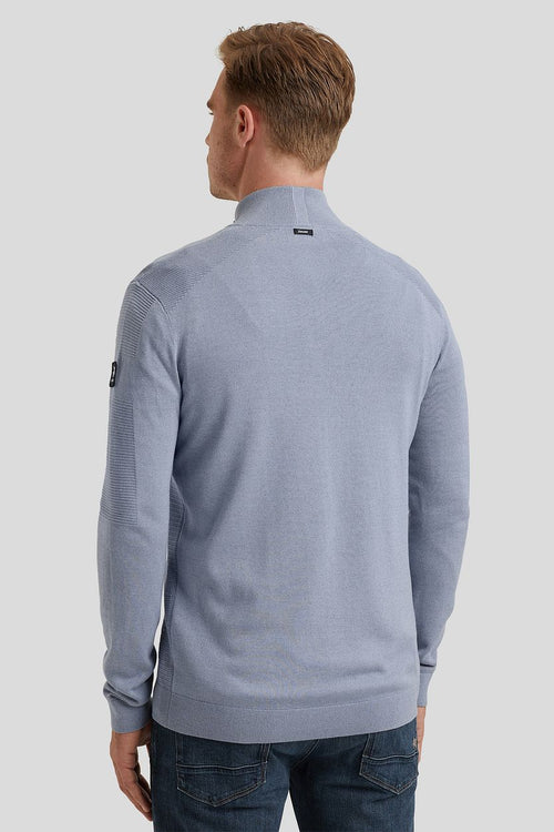 Trui halve rits structuur blauw