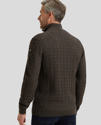 Vanguard trui halve rits wol bruin | Regular-fit