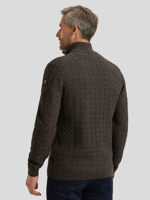 Vanguard trui halve rits wol bruin | Regular-fit