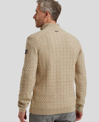 Vanguard trui halve rits wol beige | Regular-fit