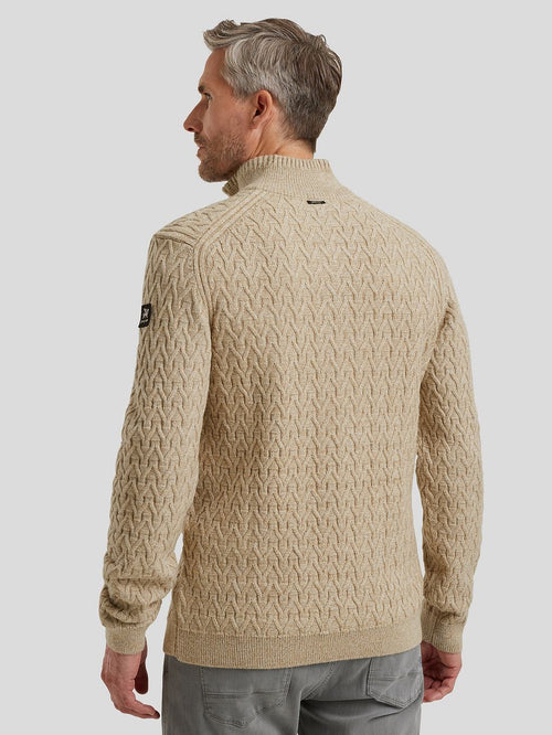 Vanguard trui halve rits wol beige | Regular-fit