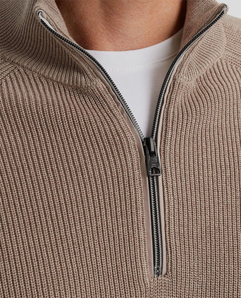 Trui halve rits beige