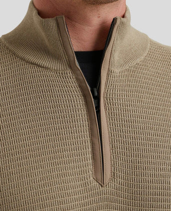 Trui halve rits beige