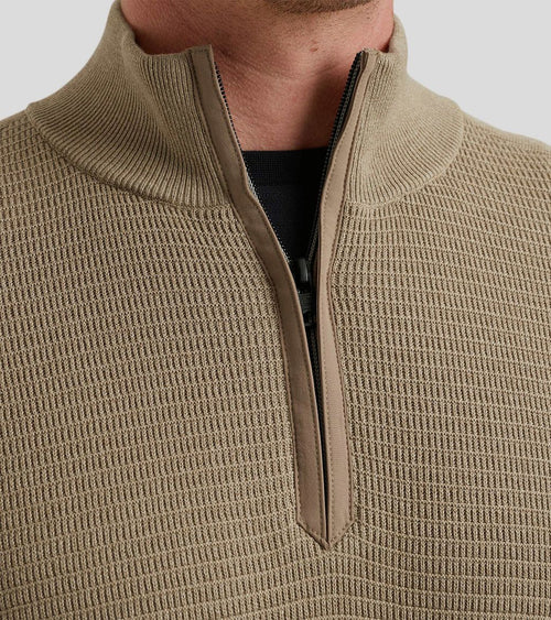 Trui halve rits beige