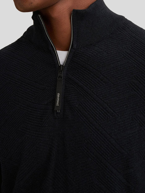 Pullover halve rits mouline sky captain