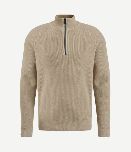 Trui halve rits beige