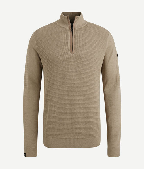 Vanguard trui halve rits beige | Regular-fit