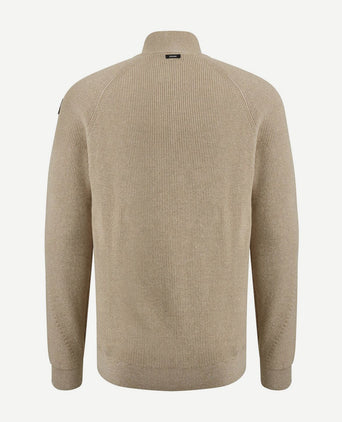 Trui halve rits beige