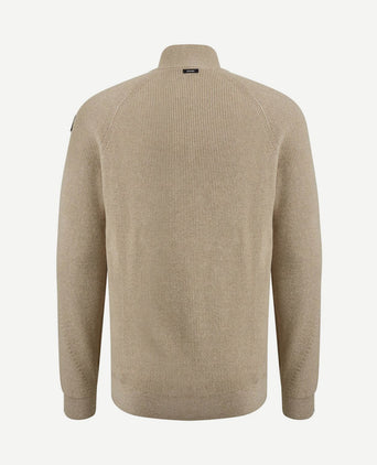 Trui halve rits beige