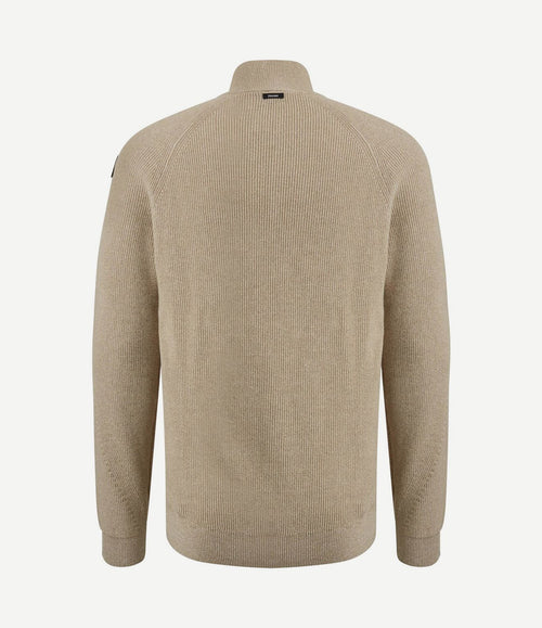 Trui halve rits beige