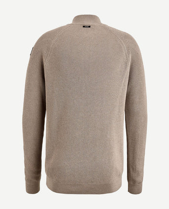 Trui halve rits beige