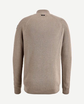 Trui halve rits beige