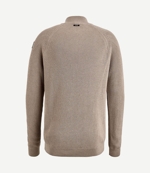 Trui halve rits beige