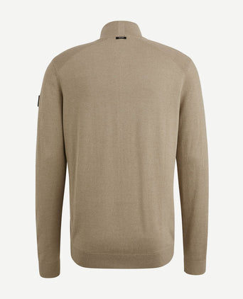 Trui halve rits beige