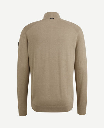 Trui halve rits beige
