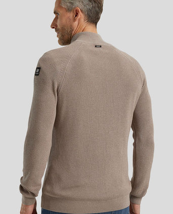 Trui halve rits beige
