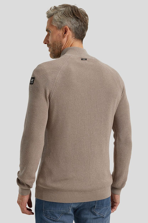 Trui halve rits beige
