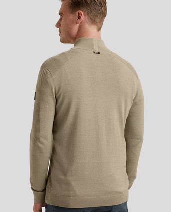 Trui halve rits beige