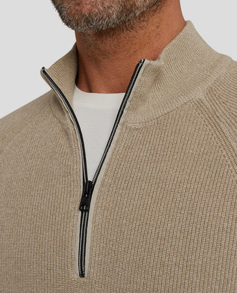 Trui halve rits beige