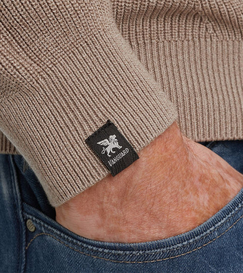Trui halve rits beige
