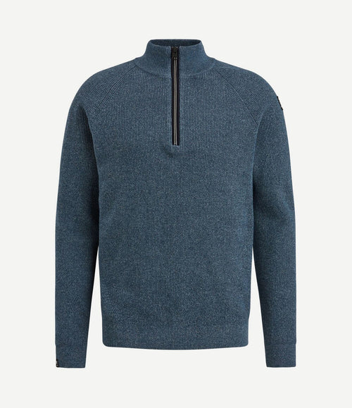 Trui halve rits blauw