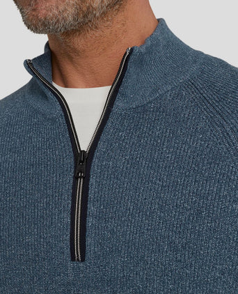 Trui halve rits blauw