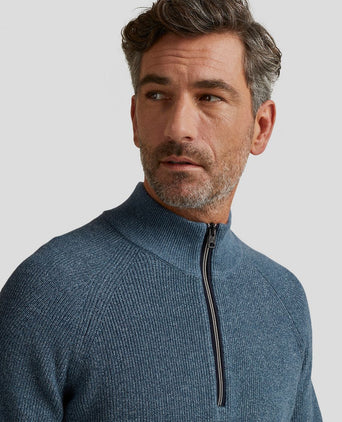 Trui halve rits blauw