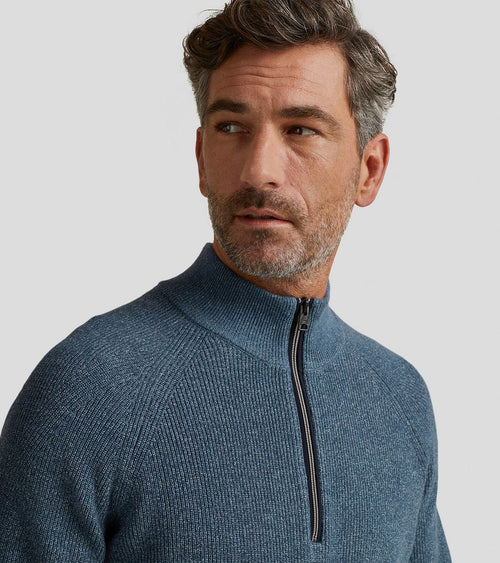 Trui halve rits blauw